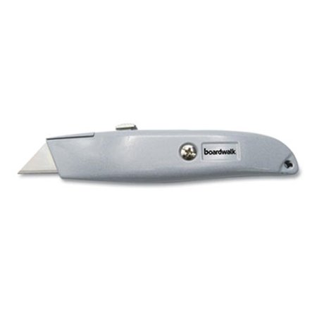 BOARDWALK Straight-Edged Retractable Metal Utility KnifeGray UKNIFE45